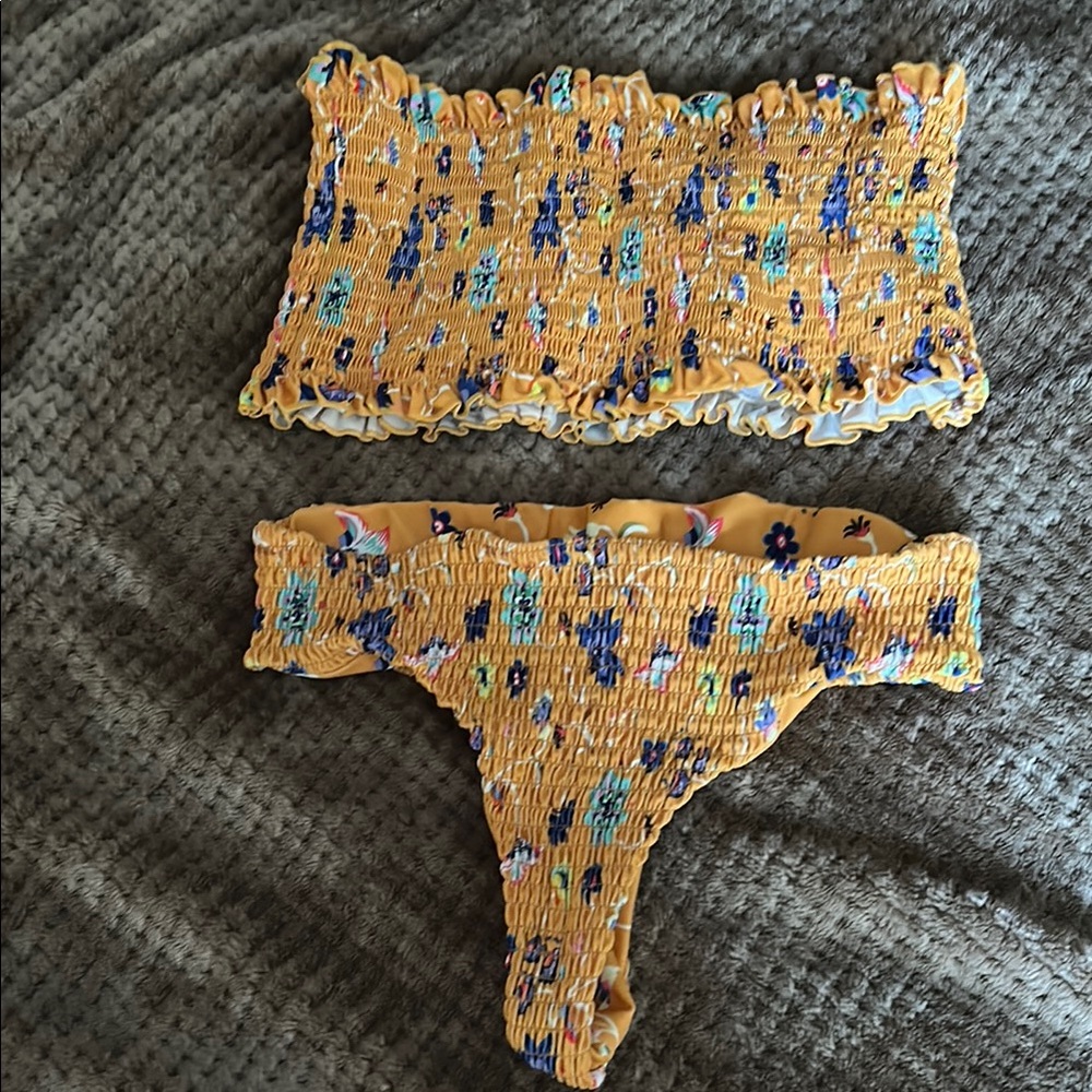 Floral Yellow womens Swim Set